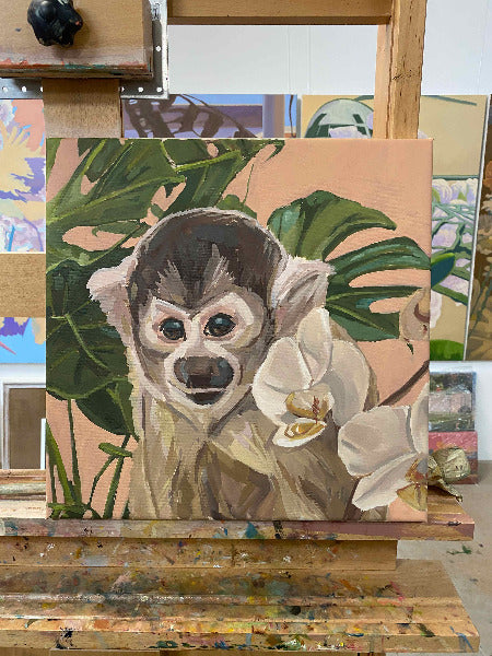 Monkey, oil paint on canvas, 40 x 40 cm