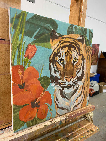Tiger, oil paint on canvas, 40 x 40 cm