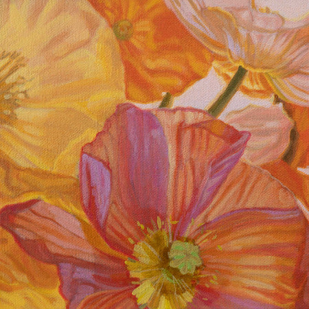 Poppies, unique piece, acrylic paint on MDF board, 20 x 20 cm