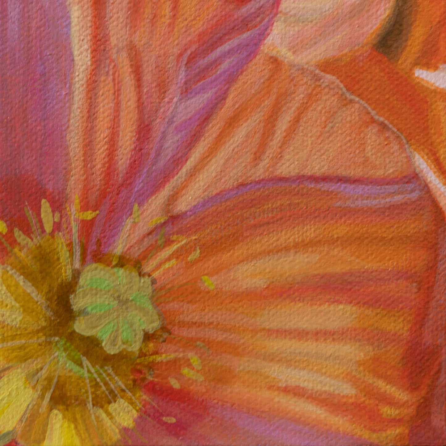 Poppies, unique piece, acrylic paint on MDF board, 20 x 20 cm