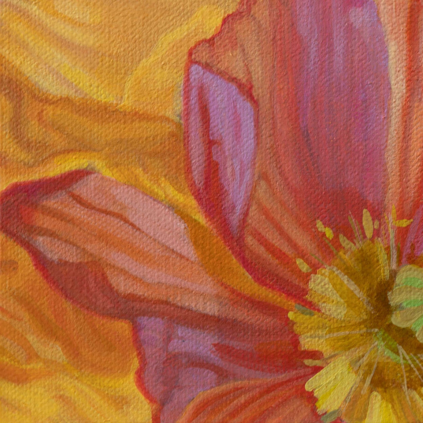 Poppies, unique piece, acrylic paint on MDF board, 20 x 20 cm