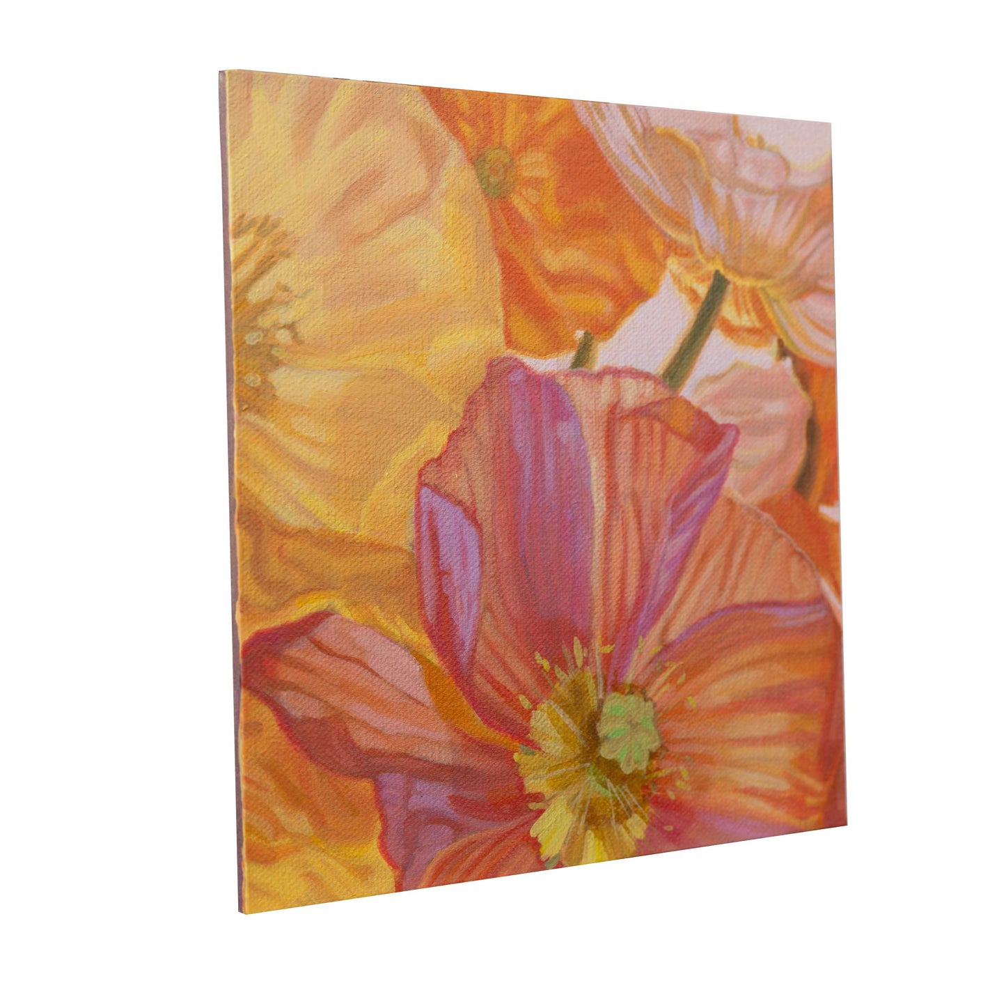 Poppies, unique piece, acrylic paint on MDF board, 20 x 20 cm