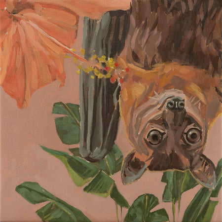 Flying fox, unique piece, oil paint on canvas, 40 x 40 cm