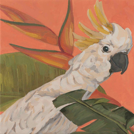 Cockatoo, unique piece, oil paint on canvas, 40 x 40 cm