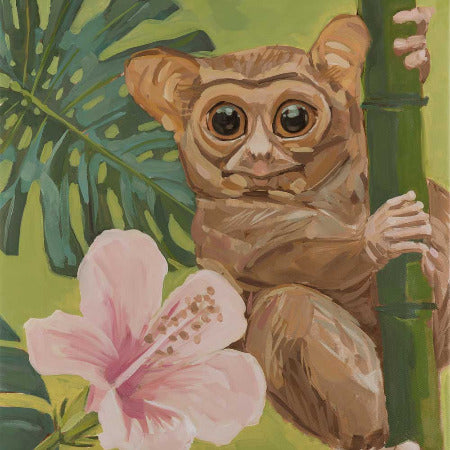 Tarsier, unique piece, oil paint on canvas, 40 x 40 cm