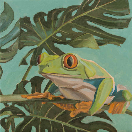 Frog unique piece, oil paint on canvas, 40 x 40 cm