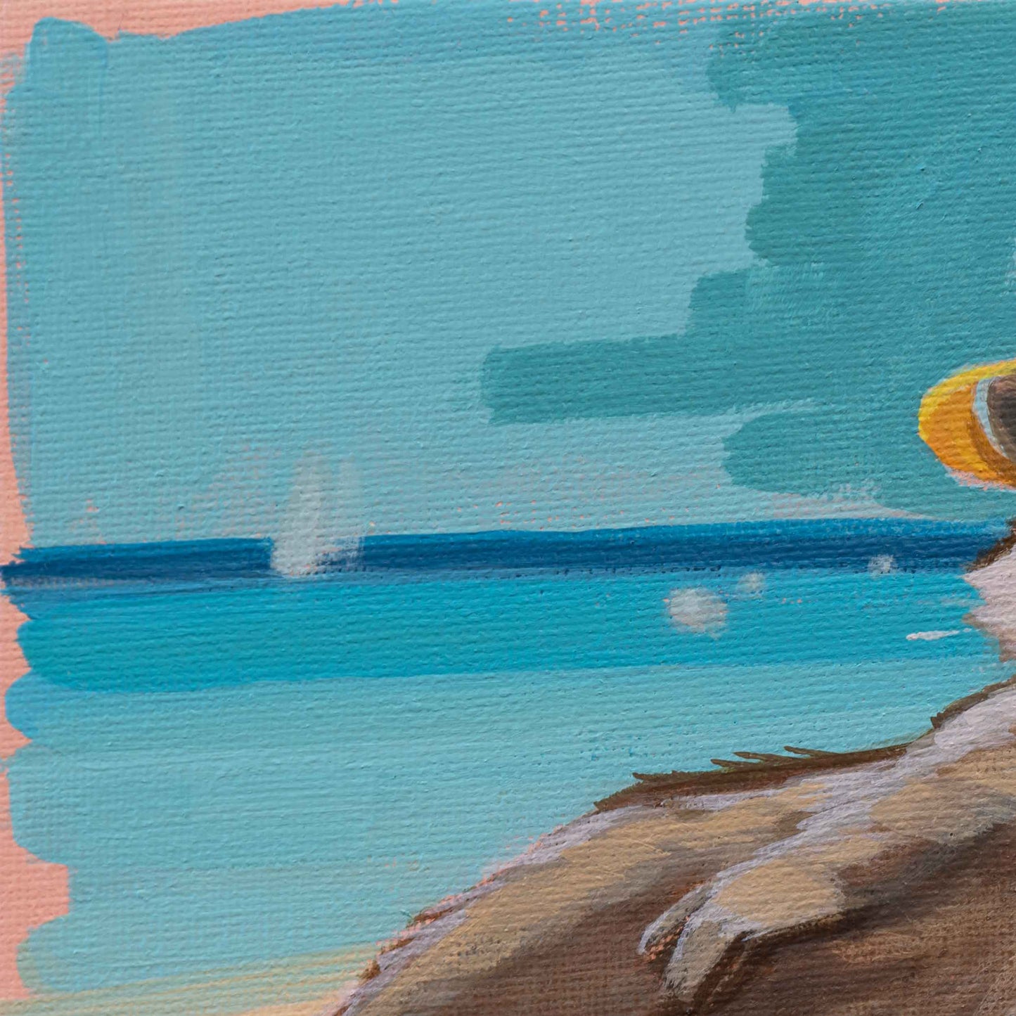 Strandurlaub, Unikat, Malerei, handgemaltes Einzelstück, 20x15 cm, inkl. Bilderrahmen