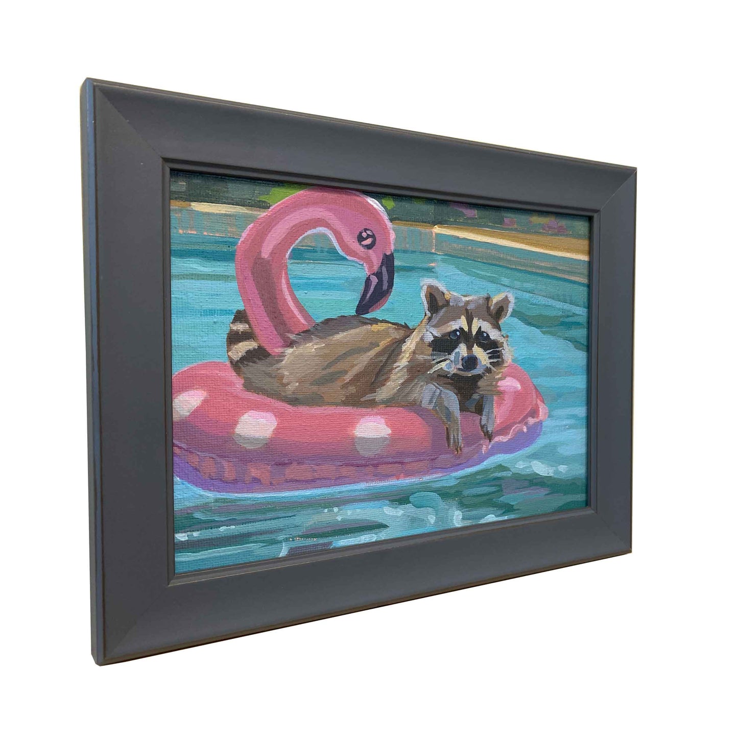 Swimmingpool, Unikat, Malerei, handgemaltes Einzelstück, 20x15 cm, inkl. Bilderrahmen