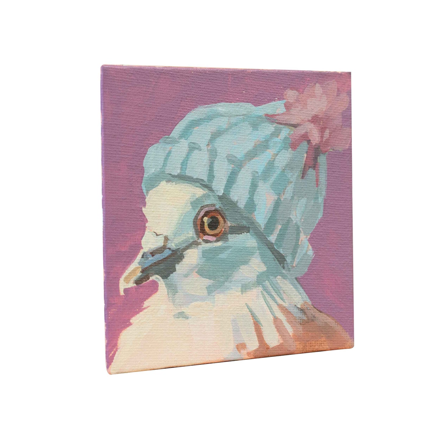 Taube Wilma, Unikat, Malerei, handgemaltes Einzelstück, 10 x 10 cm, mit Bilderrahmen