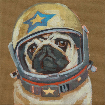 Canvas print, Rocket Pug, 20 x 20 cm