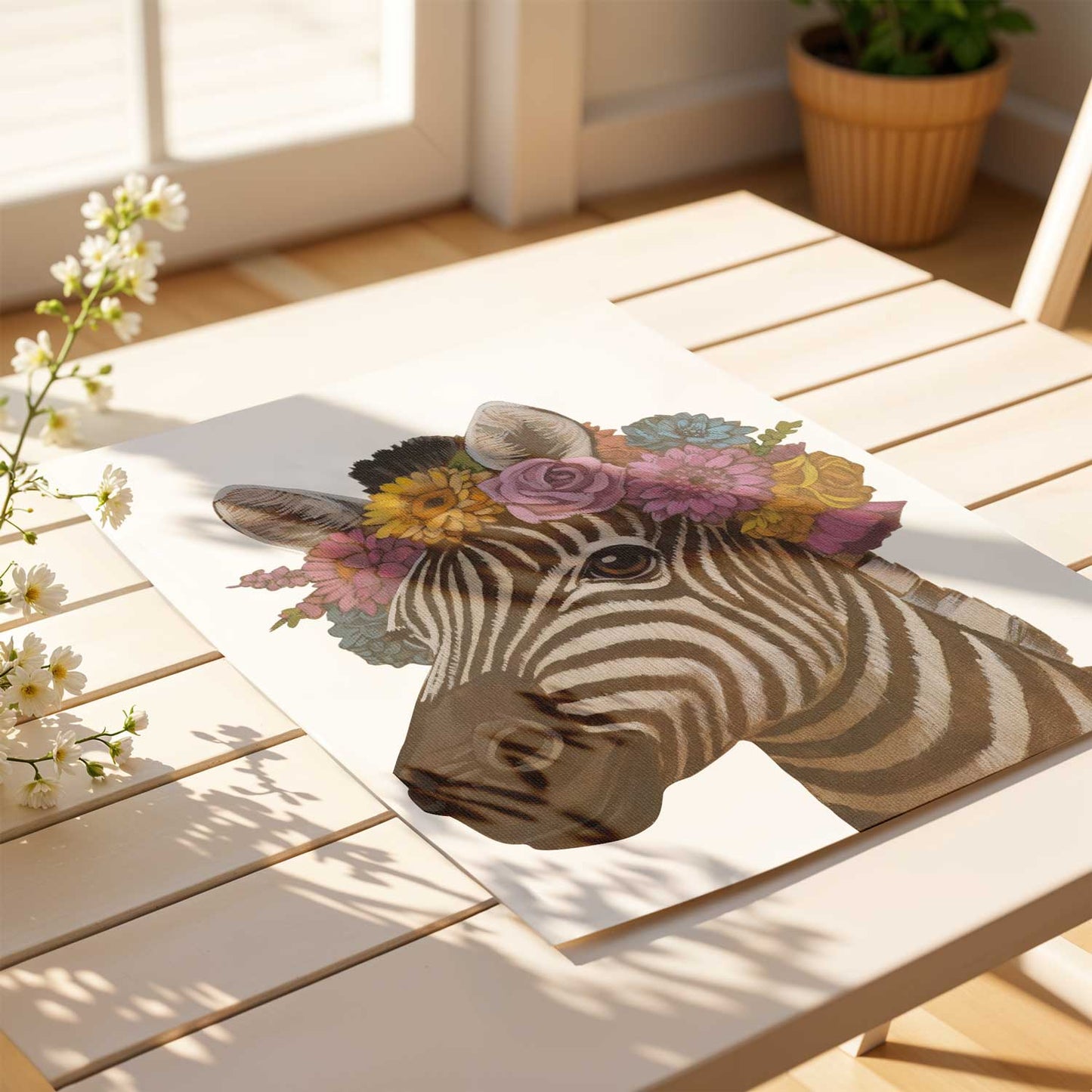 Print, flower child zebra, 20 x 20 cm, 25 x 30 cm