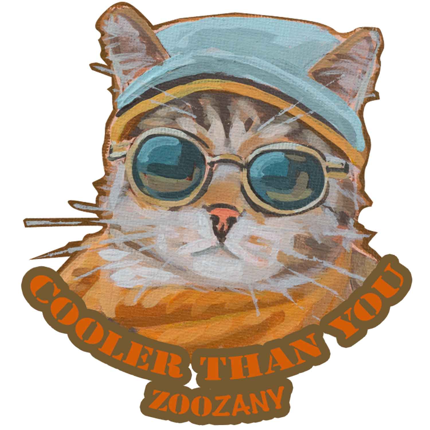 Cool Cat Sticker - Zoozany Cooler Than You - Trendiger Katzensticker in Sonnenbrille und Mütze, perfekt für freche Alltagsgegenstände!