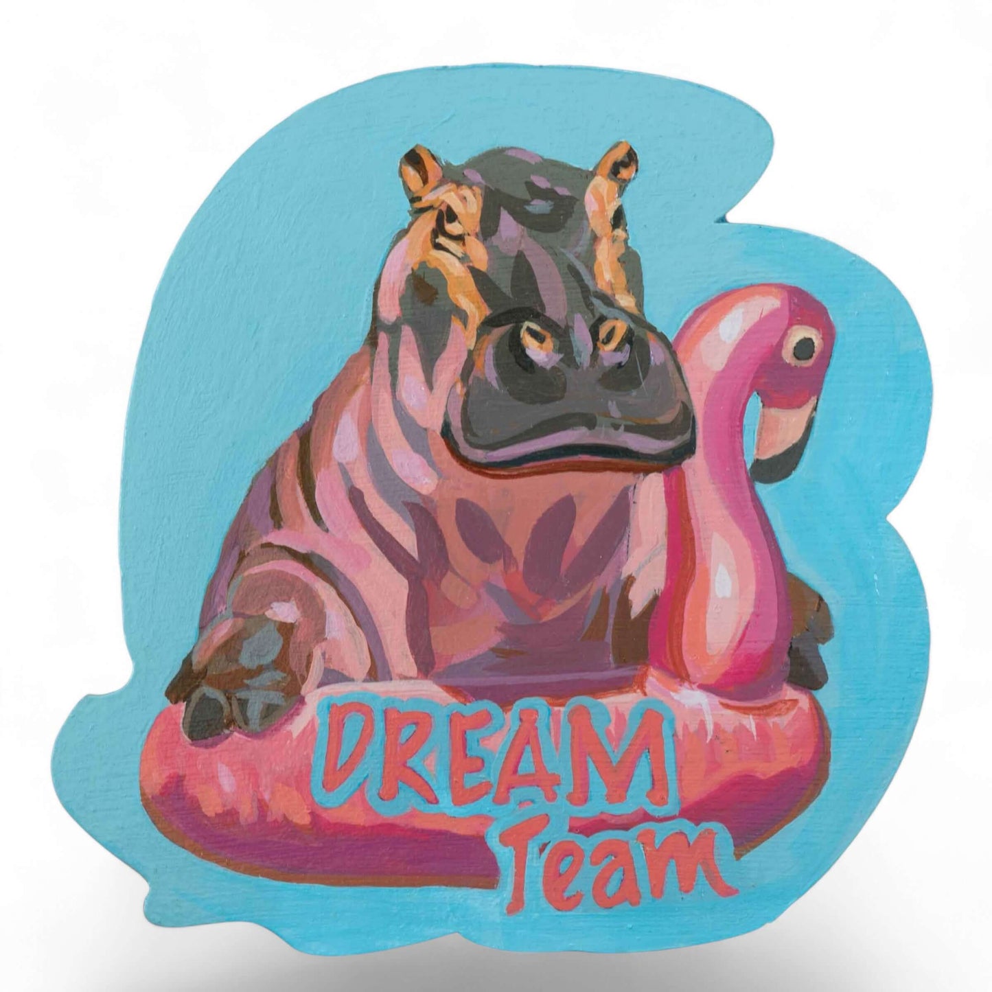 Retro sign, hand-painted, Dream Team, 17 x 17 cm