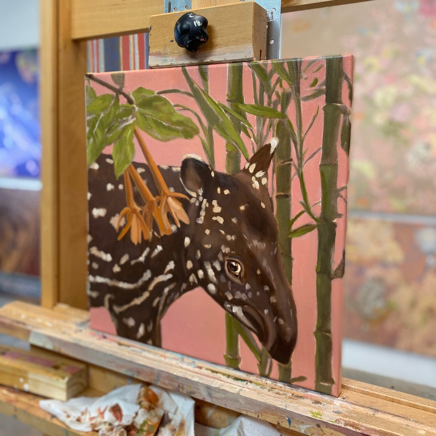Tapir, unique piece, oil paint on canvas, 40 x 40 cm