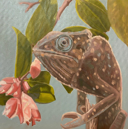 Chameleon, unique piece, oil paint on canvas, 40 x 40 cm