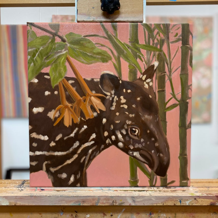 Tapir, unique piece, oil paint on canvas, 40 x 40 cm