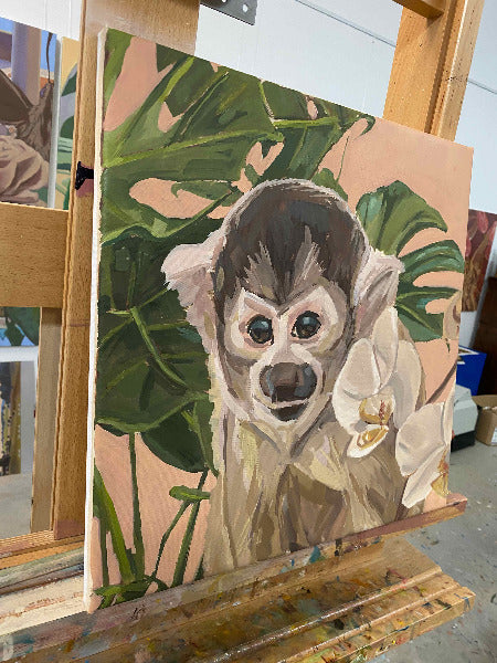 Monkey, oil paint on canvas, 40 x 40 cm