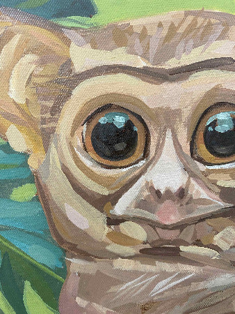 Tarsier, unique piece, oil paint on canvas, 40 x 40 cm