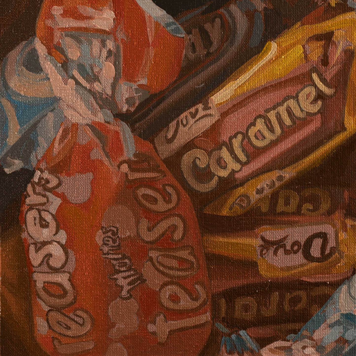 Tablette de chocolat, unique, tableau, pièce unique peinte à la main, 20x20 cm