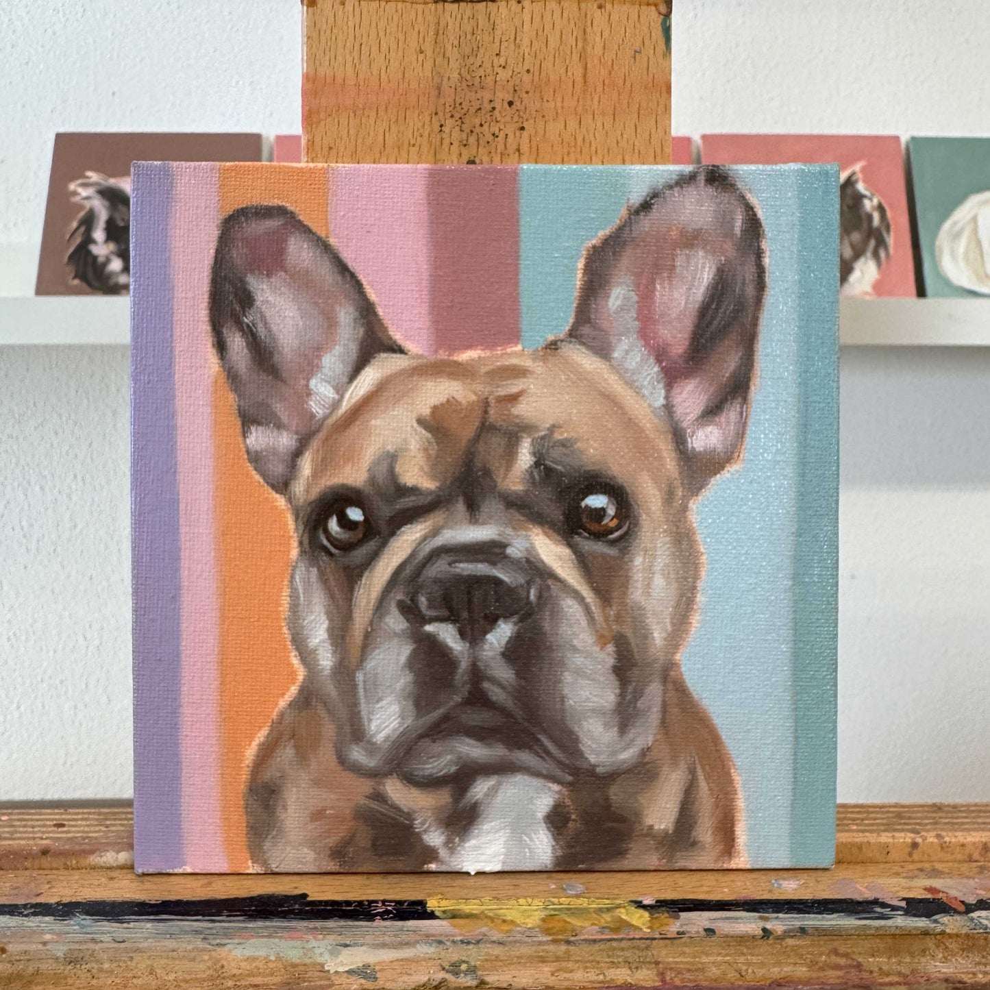 Daily Painting 25.04.2024, Französische Bulldogge, 15x15 cm