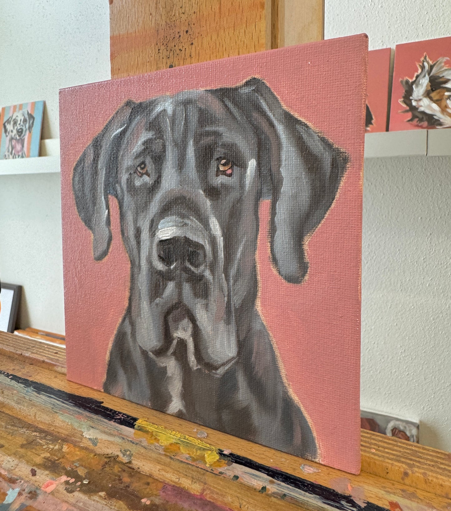 Daily Painting 24.04.2024, Great Dane, 15 x 15 cm