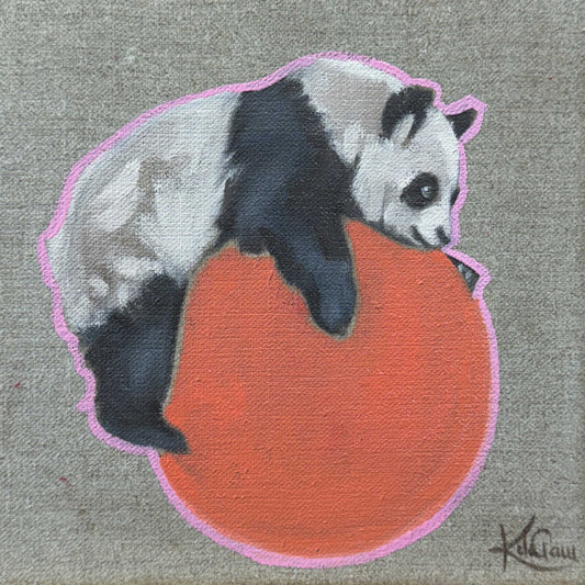 Daily Painting 06.05.2024, Panda auf Leinwand, 20 x 20 cm