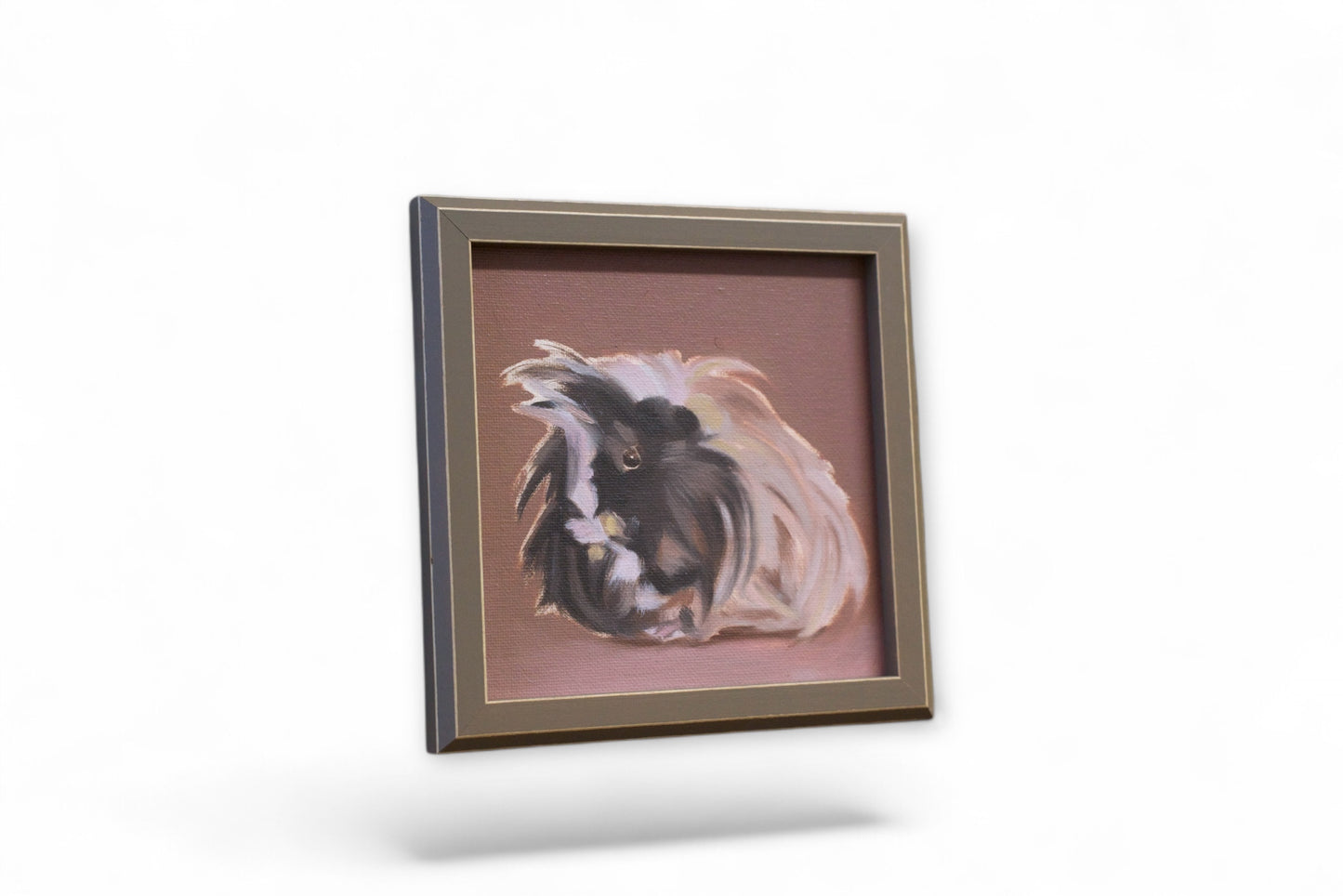 Daily Painting, oil painting on canvas board including picture frame, 15 x 15 cm, guinea pig