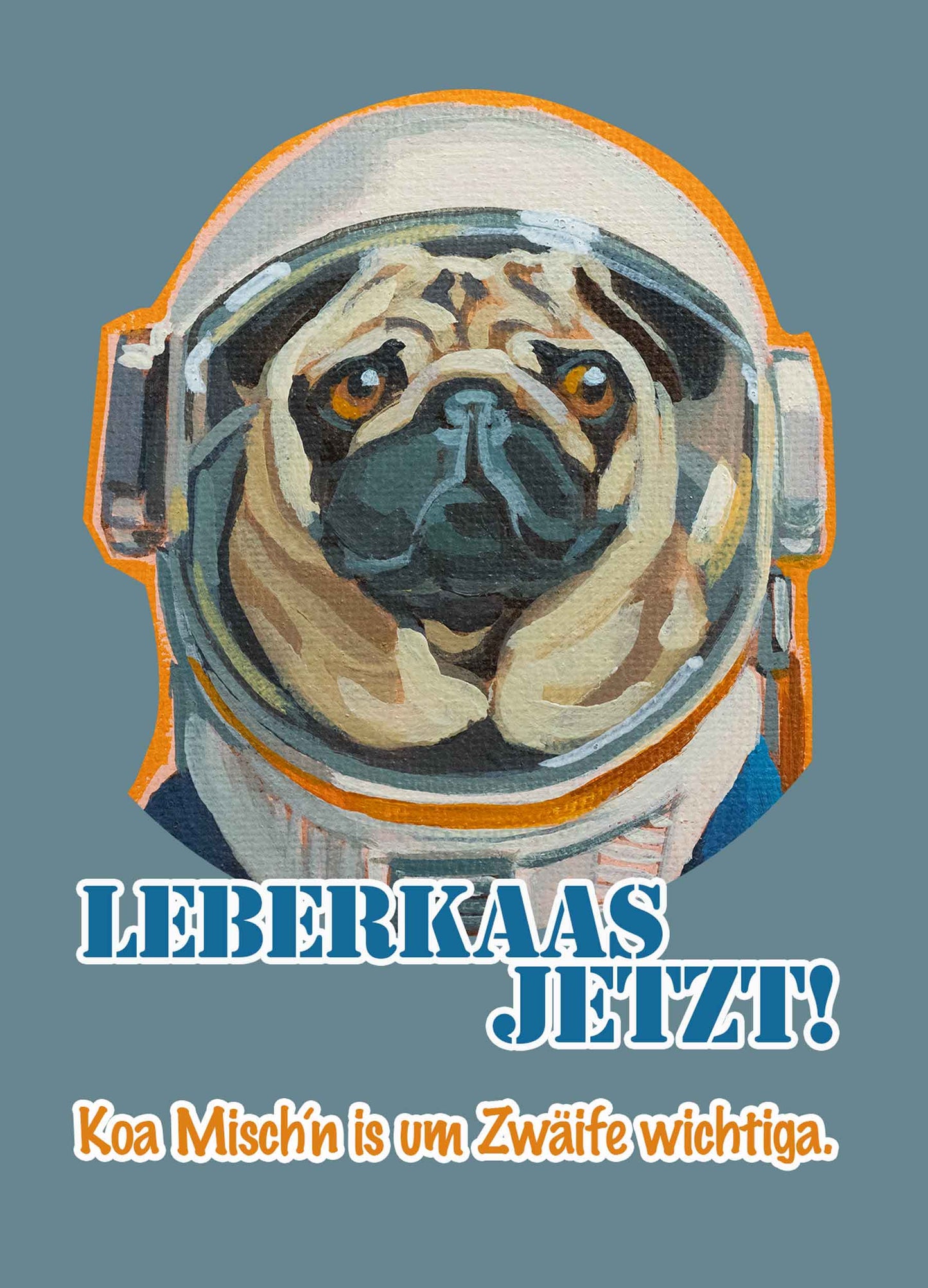 Postcard in retro look, Astro Pug