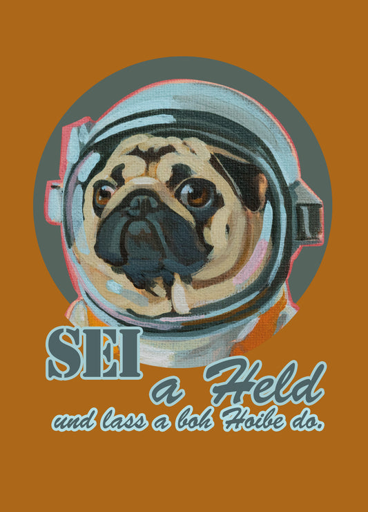 Postcard in retro look, Space Pug