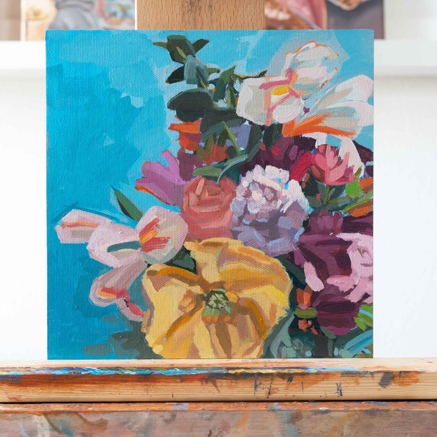 Blumen, Unikat, Malerei, handgemaltes Einzelstück, 20 x 20 cm, gerahmt