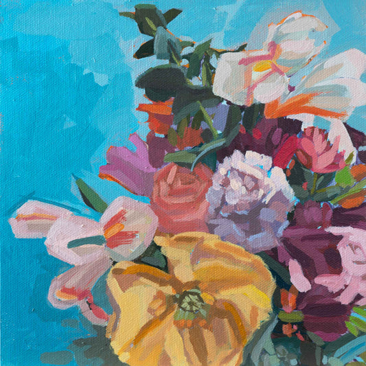 Blumen, Unikat, Malerei, handgemaltes Einzelstück, 20 x 20 cm, gerahmt