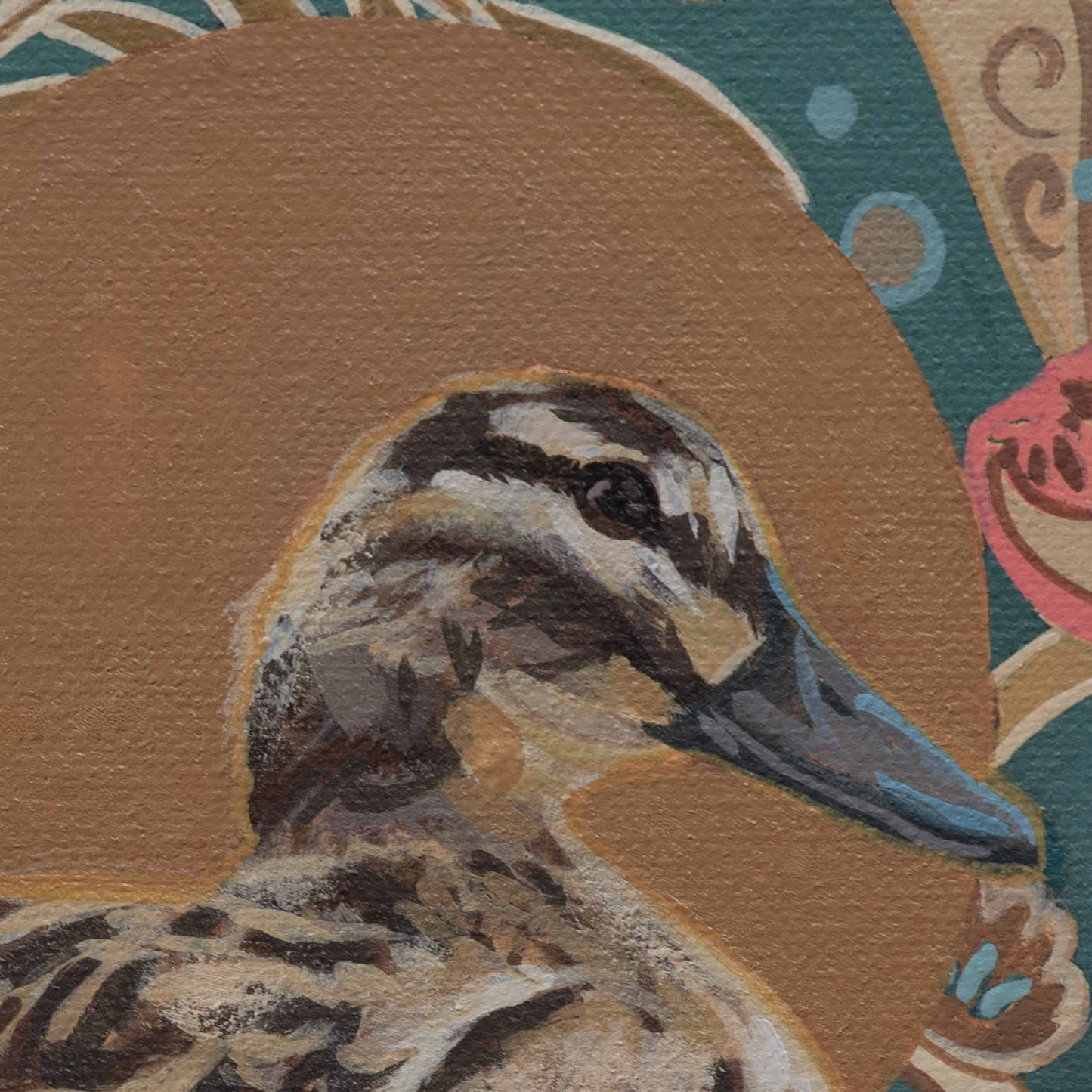Ente, Unikat, Malerei, handgemaltes Einzelstück, 20x20 cm, gerahmt