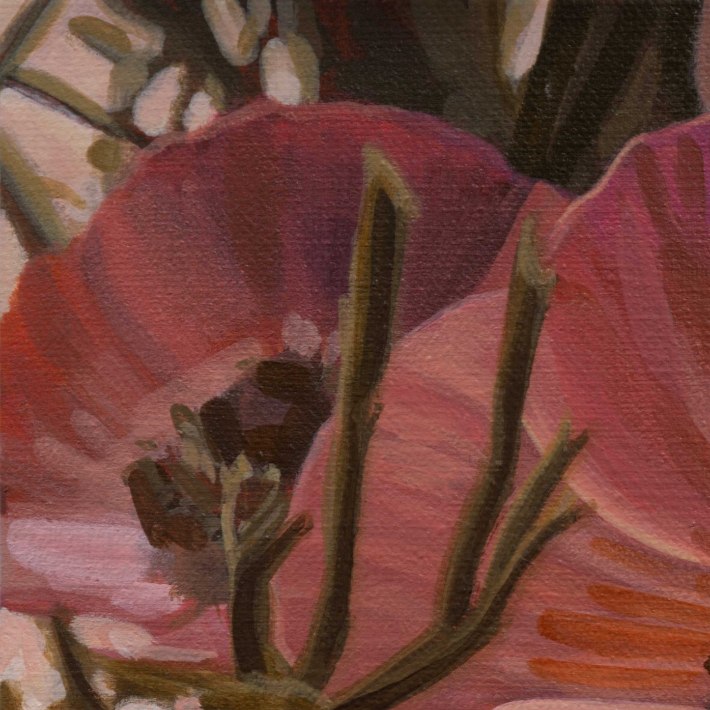 Mohnblumen, Unikat, Malerei, handgemaltes Einzelstück, 20 x 20 cm, gerahmt