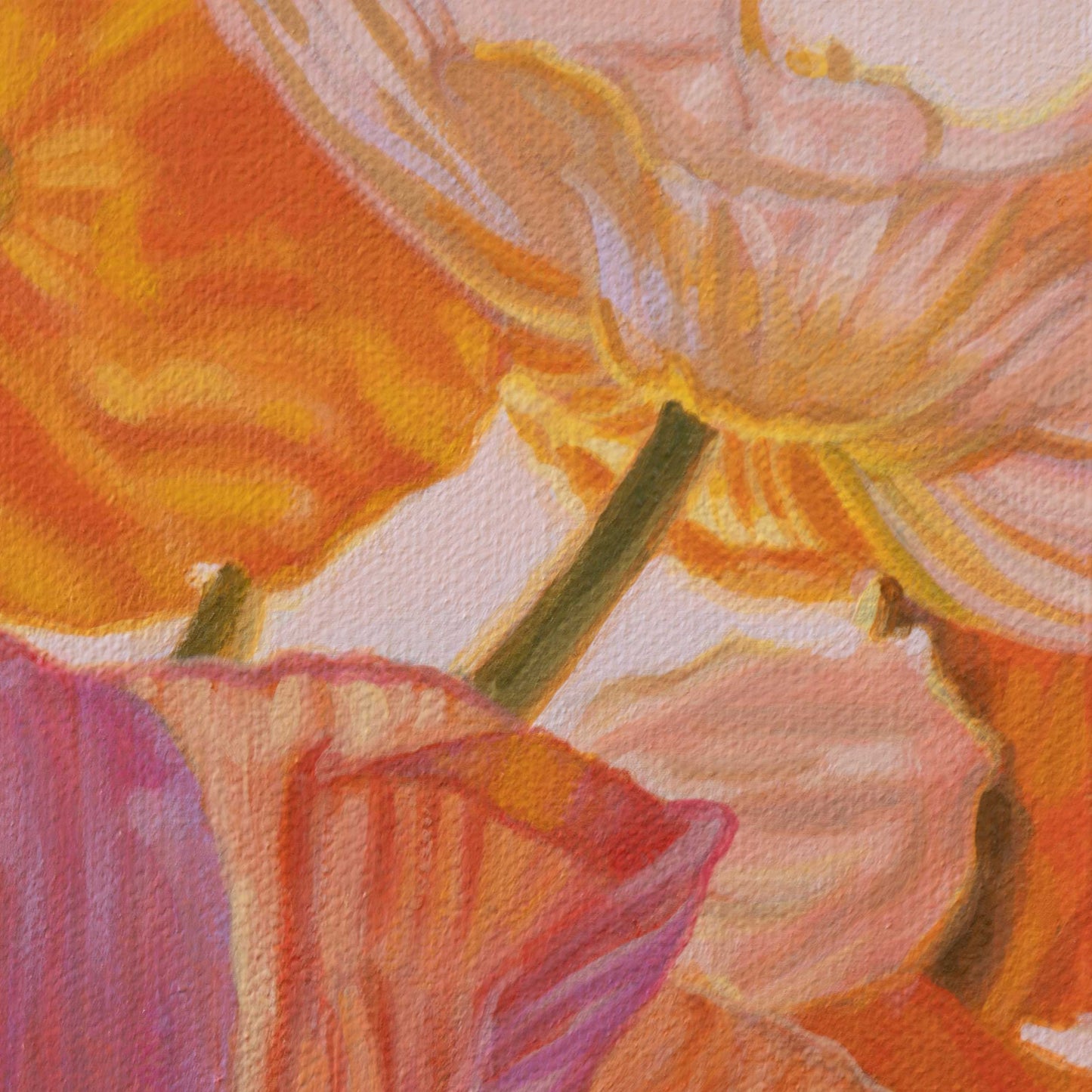 Poppies, unique piece, acrylic paint on MDF board, 20 x 20 cm