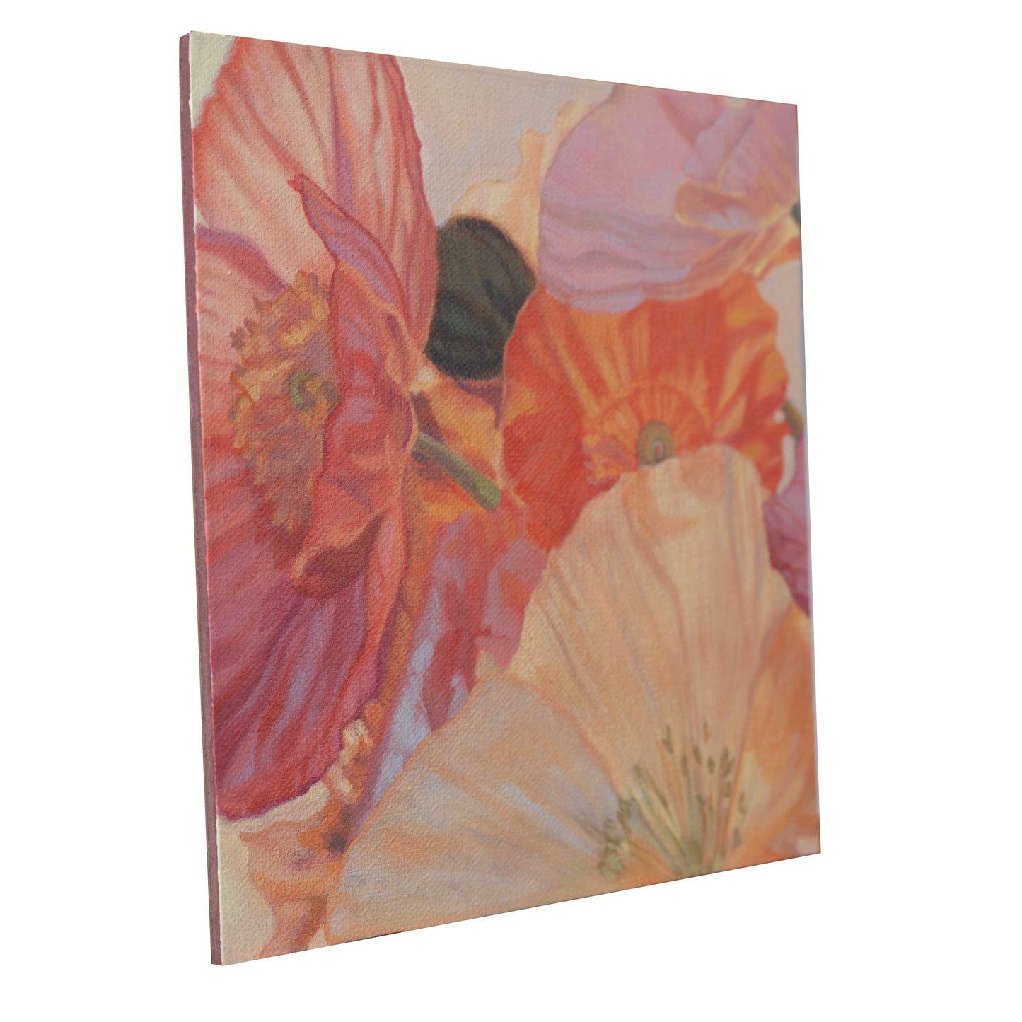 Poppies, unique piece, acrylic paint on MDF board, 20 x 20 cm