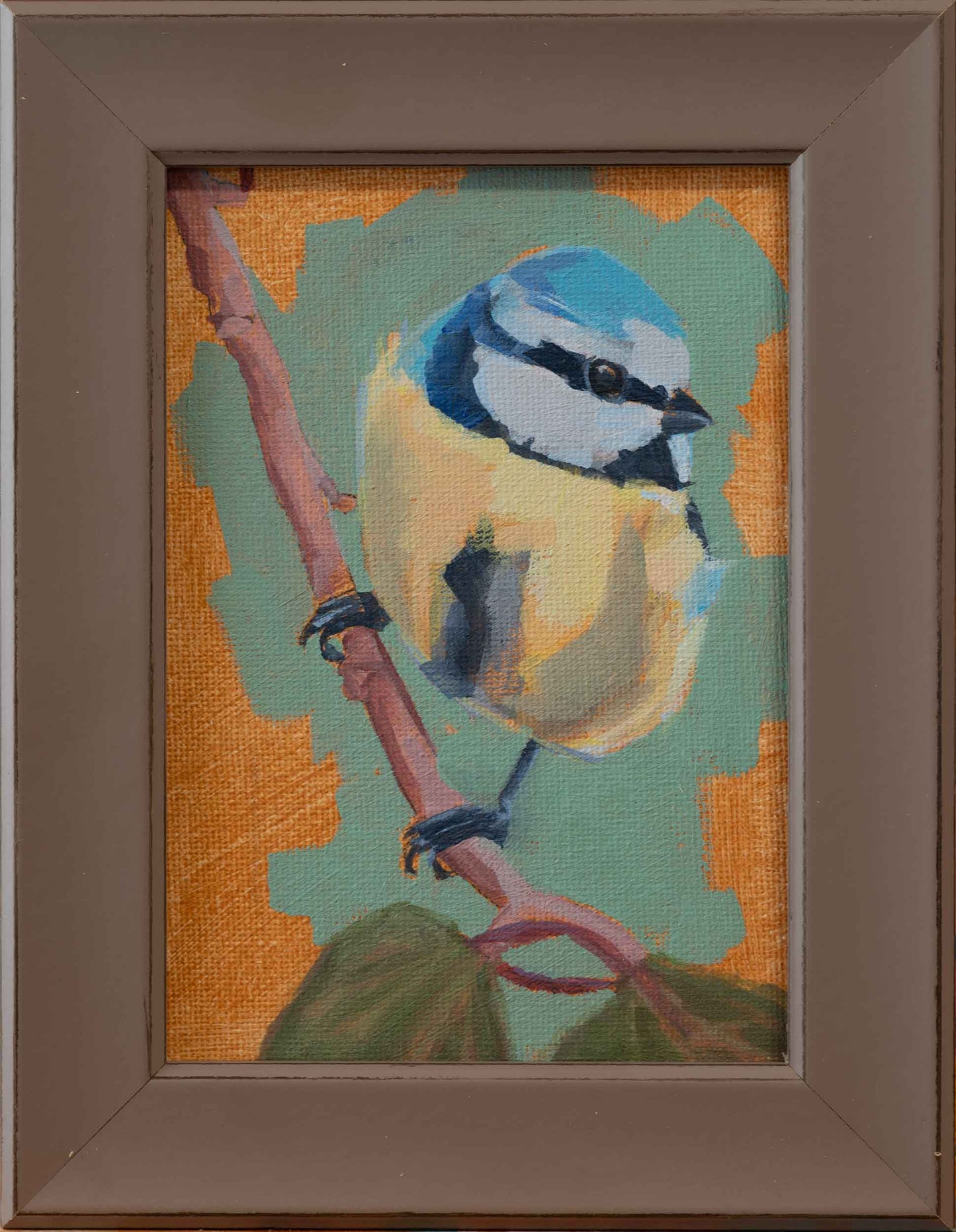 Blaumeise, Unikat, Malerei, handgemaltes Einzelstück, 10x15 cm