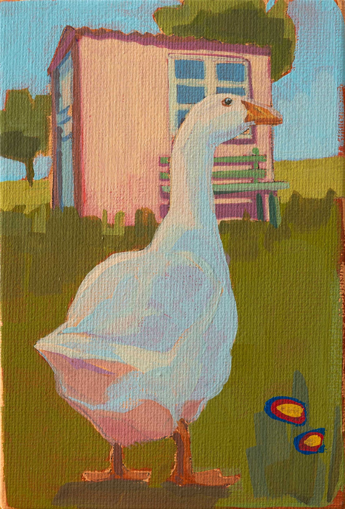 Goose, unique, painting, hand-painted unique piece, 10x15 cm, including picture frame