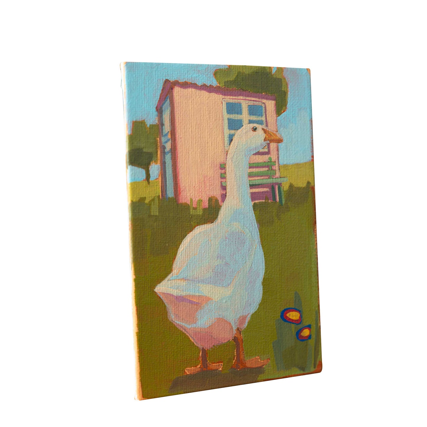 Goose, unique, painting, hand-painted unique piece, 10x15 cm, including picture frame