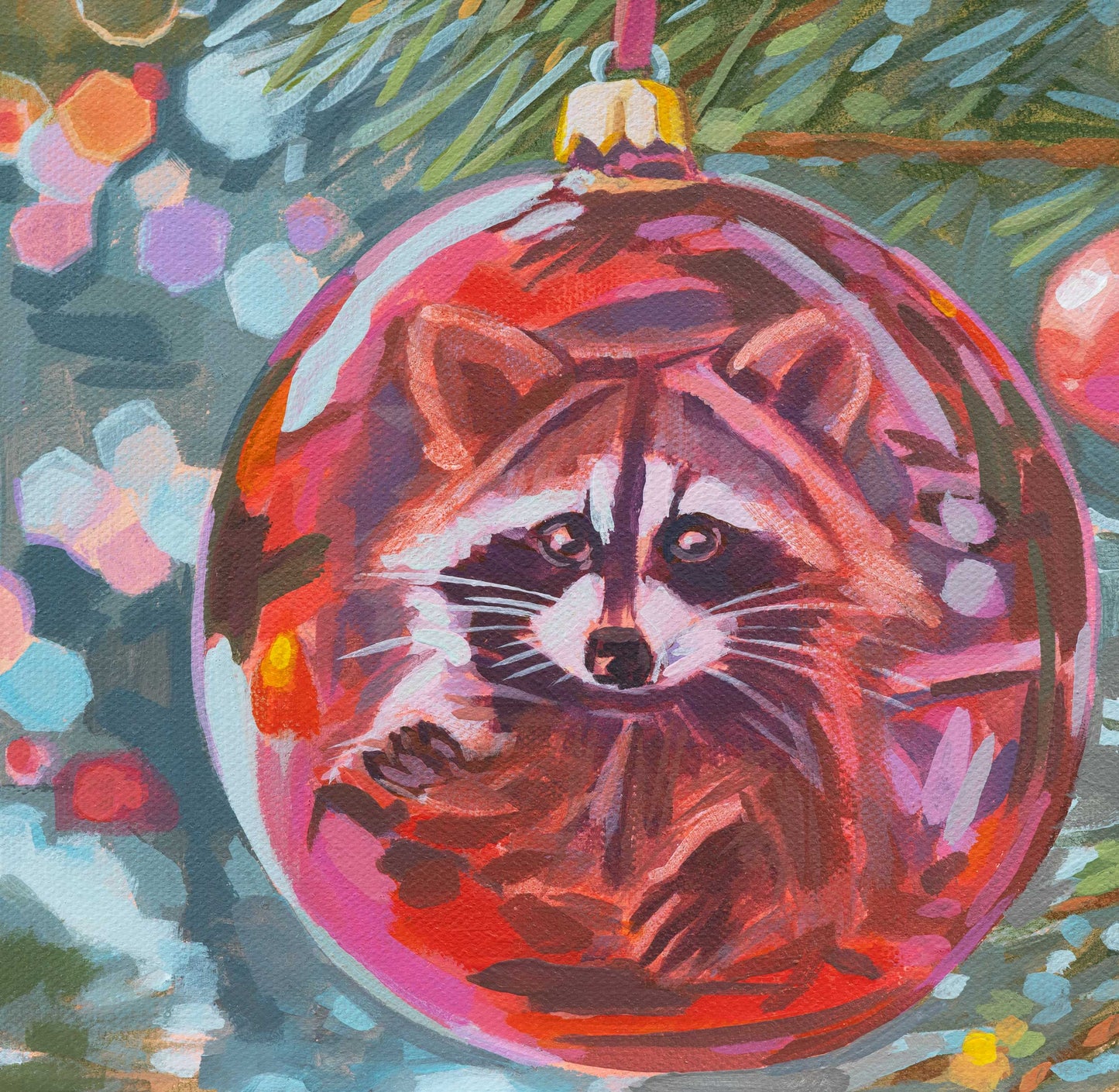 Weihnachtsgast, Unikat, Malerei, handgemaltes Einzelstück, 20x20 cm