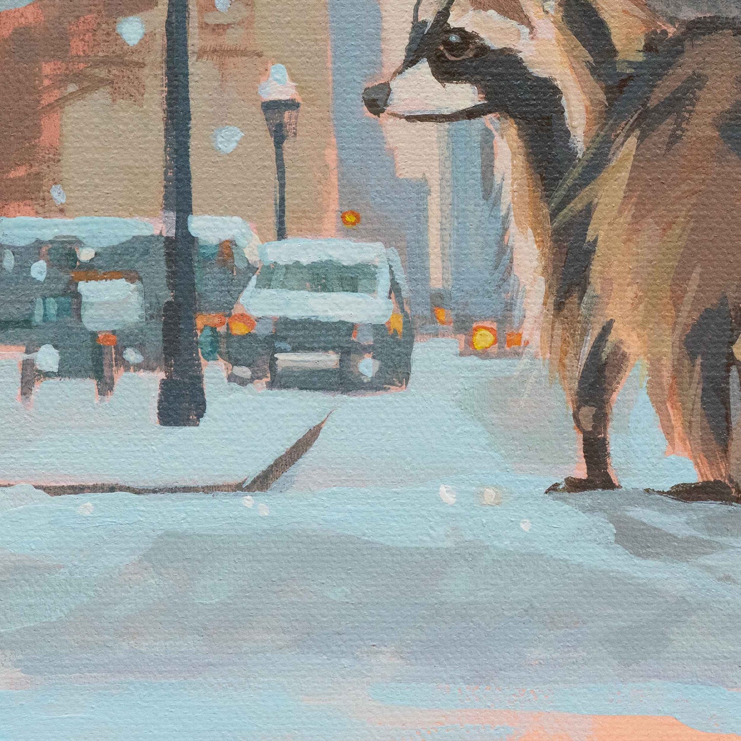 City bear, unique, painting, hand-painted unique piece, 20x20 cm, with picture frame
