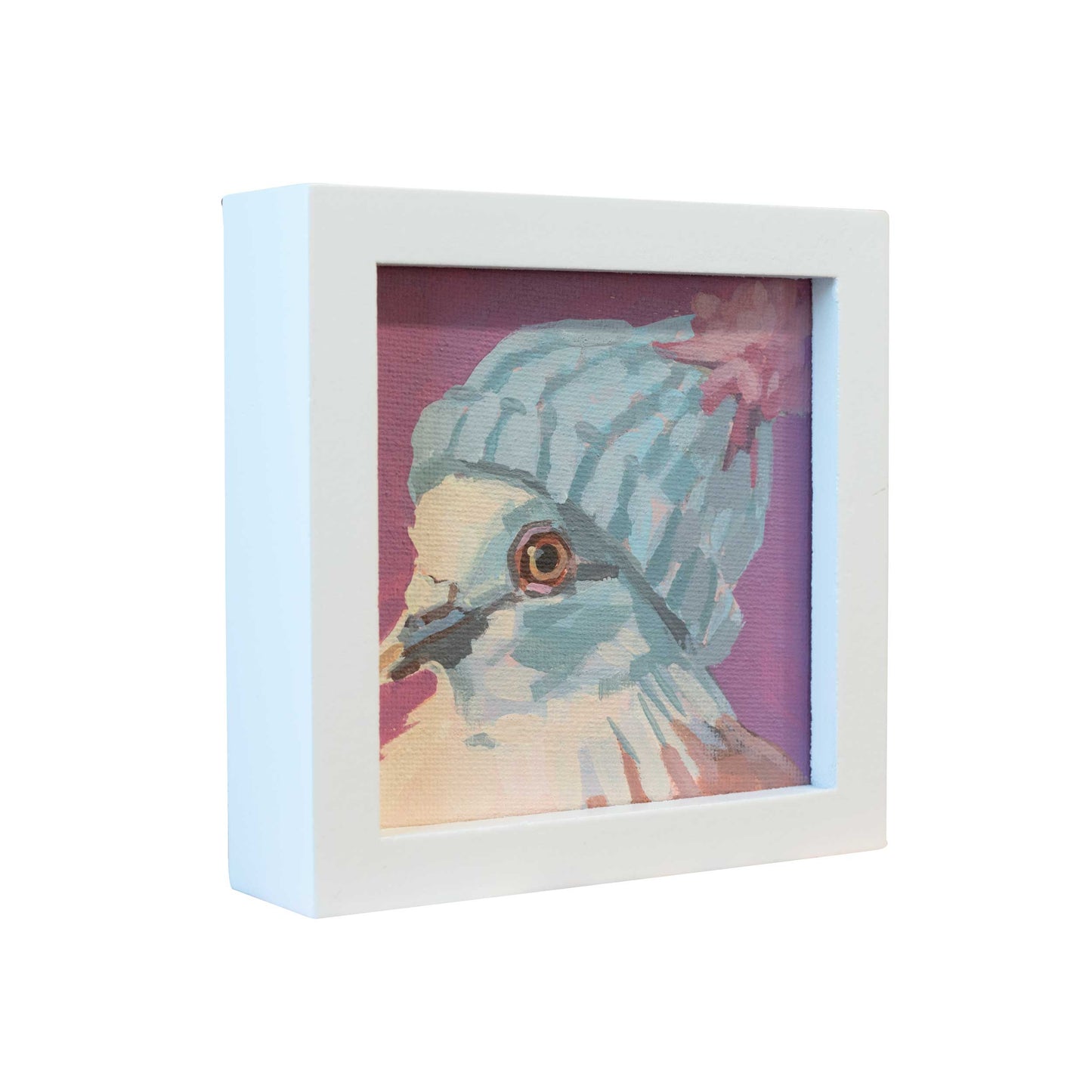 Taube Wilma, Unikat, Malerei, handgemaltes Einzelstück, 10 x 10 cm, mit Bilderrahmen