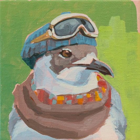 Seagull Lasse, unique, painting, hand-painted one-of-a-kind piece, 10 x 10 cm, with picture frame