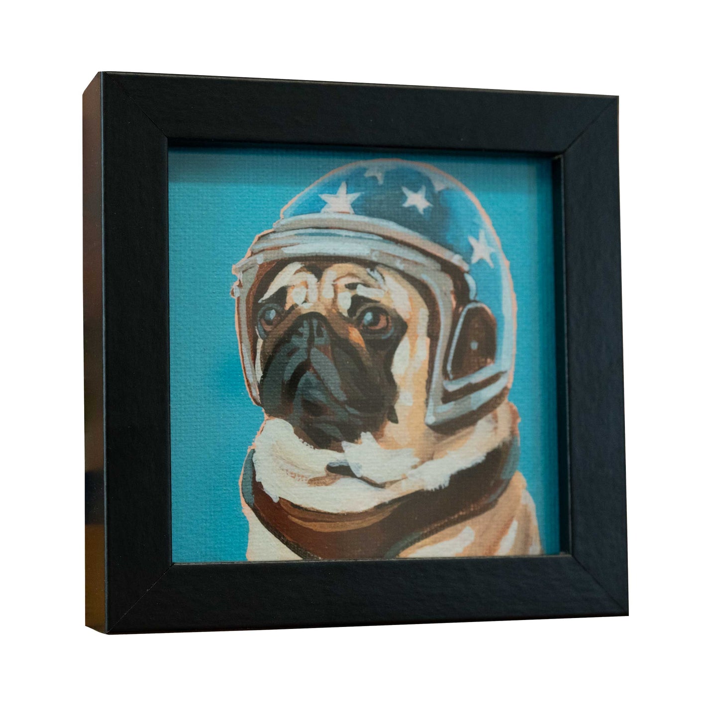 Rocket Mops, Fine Art Print mit Bilderrahmen, 10 x 10 cm