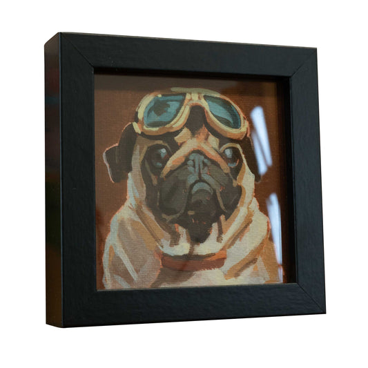 Fashion Pug 1, fine art print with picture frame, 10 x 10 cm