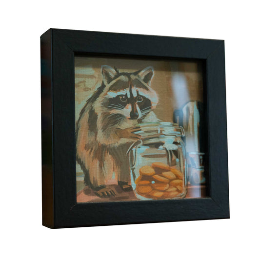 Cookie thief, fine art print with picture frame, 10 x 10 cm