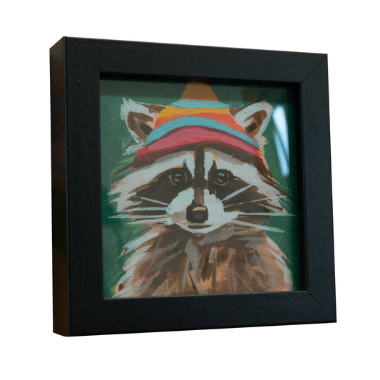 Wool hat 04, fine art print with picture frame, 10 x 10 cm