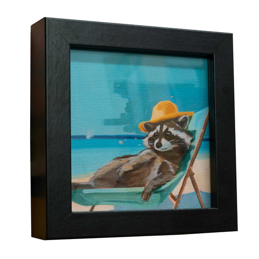 Beach vacation, fine art print with picture frame, 10 x 10 cm