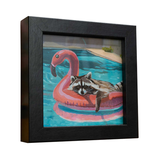 Pool day, fine art print with picture frame, 10 x 10 cm
