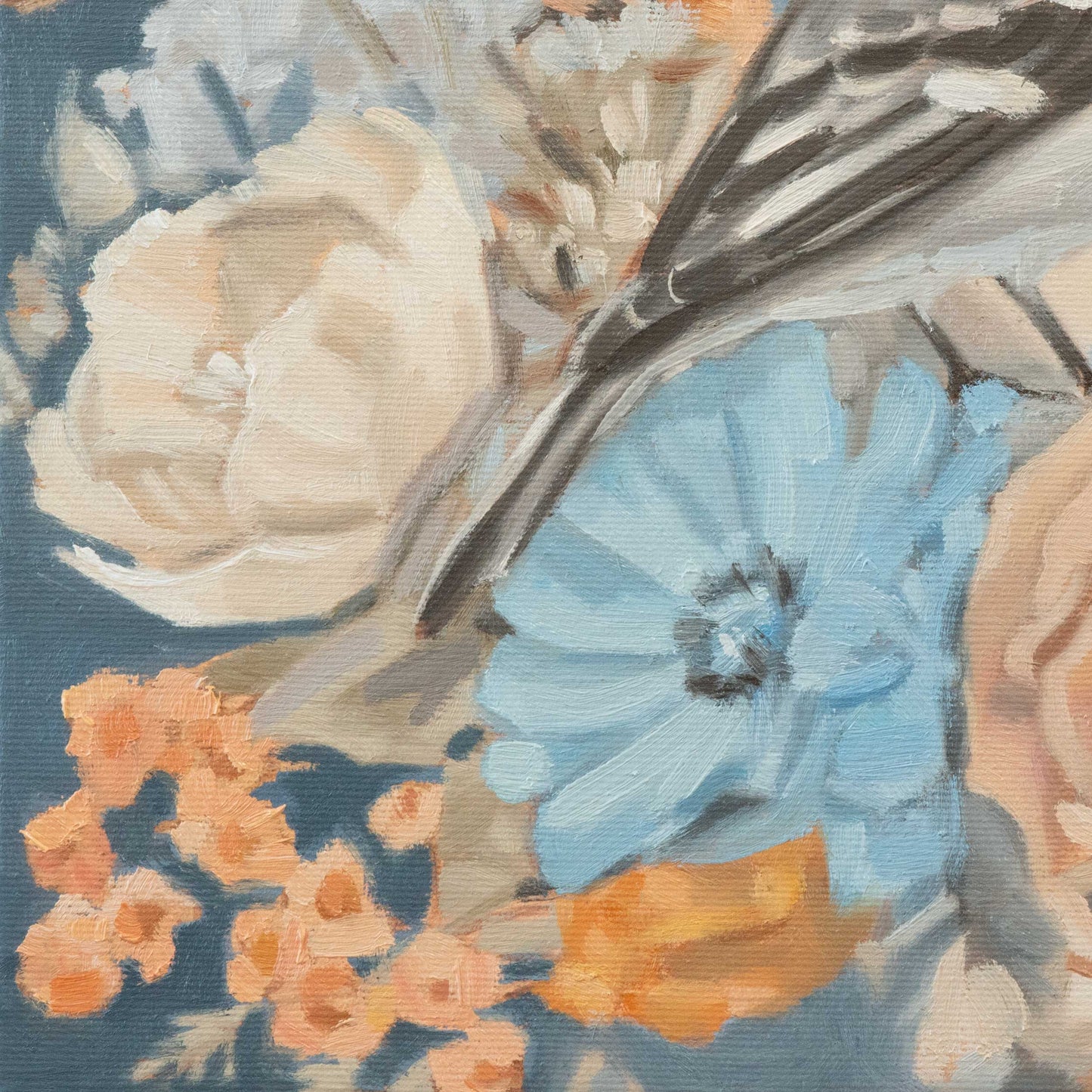Flowers, unique, oil painting on canvas, hand-painted single piece, 30 x 30 cm