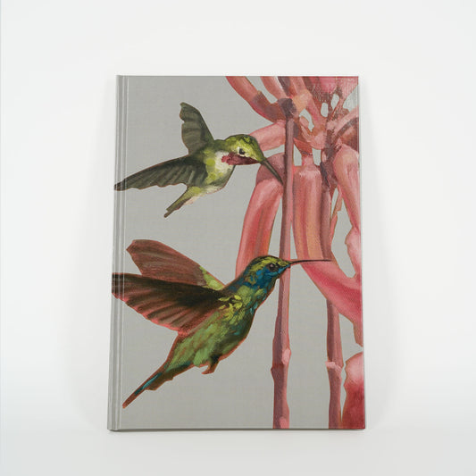 Notebook, hummingbird and exotic flowers, A5 format 